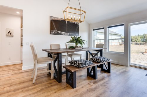 Large dining table is the perfect gathering place.