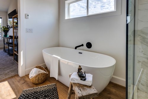 Soak your cares away in this large soaking tub.