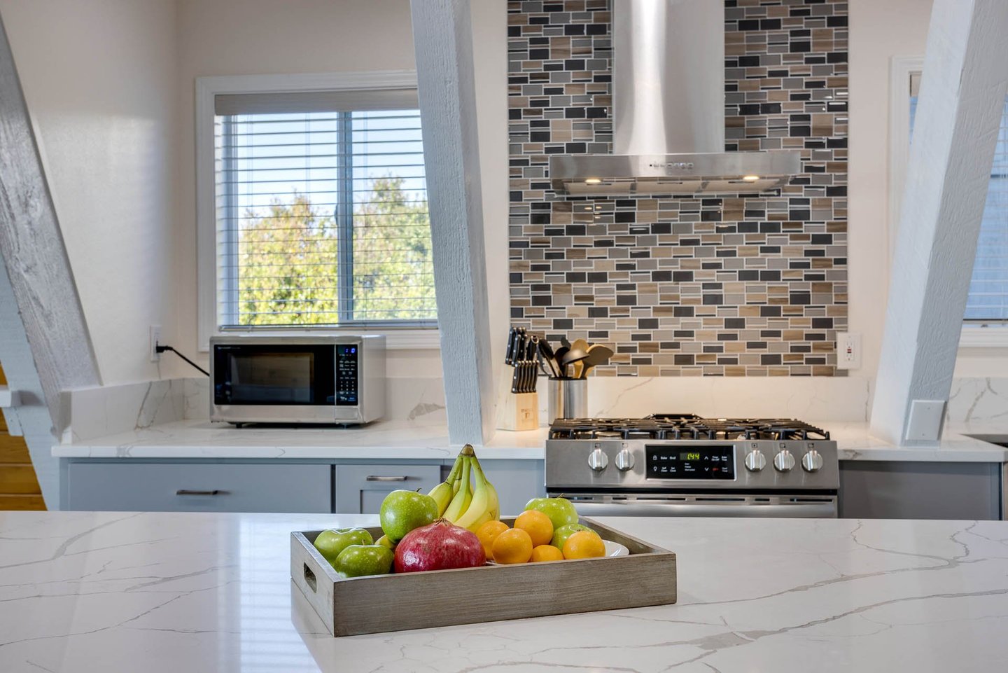 Large kitchen island is perfect for meal prep.