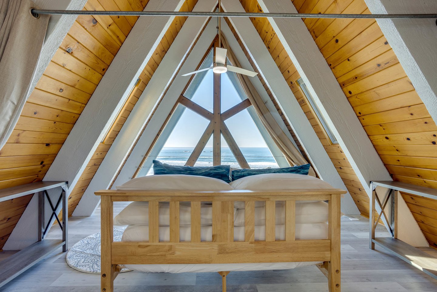 Atop the apex of Above the Waves is the primary bedroom.