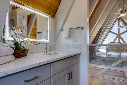 The ensuite bath is a perfect addition to the primary bedroom.