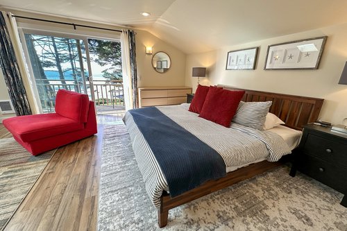 Cozy king bed after a day of exploring.