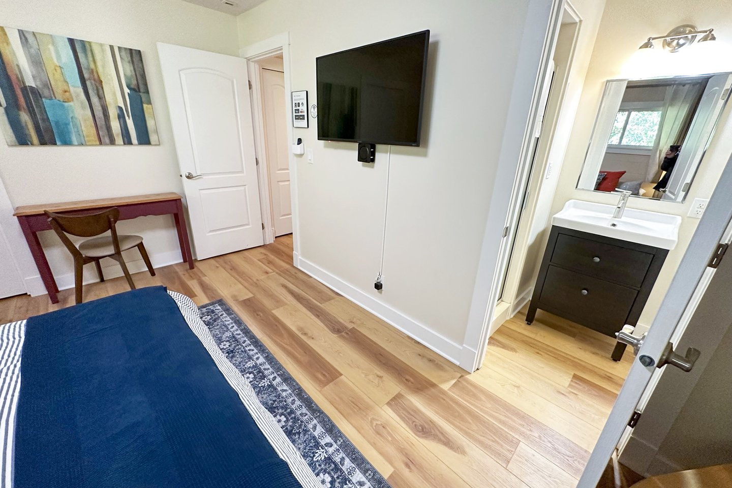 An ensuite bath for additional privacy.