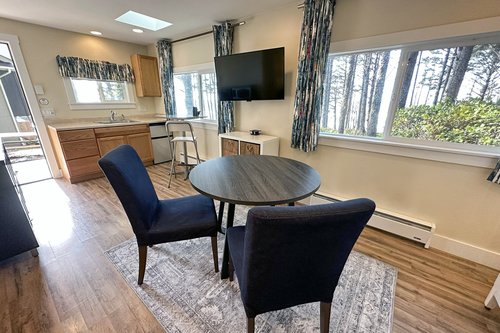 Sit and enjoy a great meal or play a game.