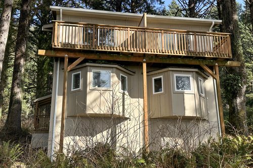 The duplex, Harmony, is on the north end of the property.