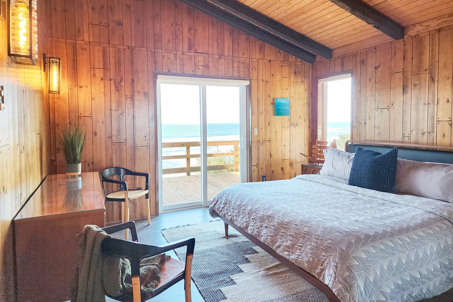 Access to the deck from this lovely bedroom.