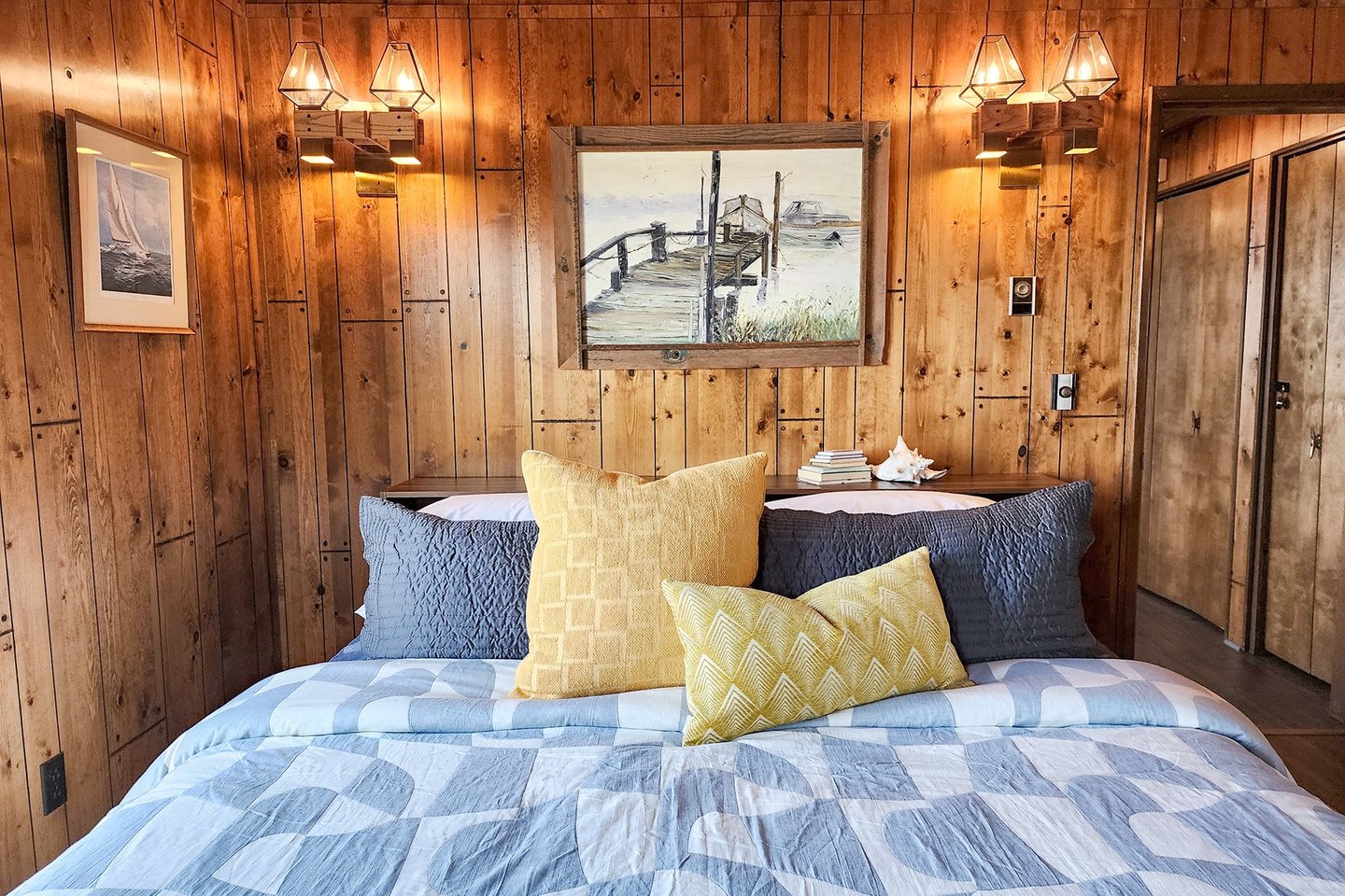 Cozy king bed.