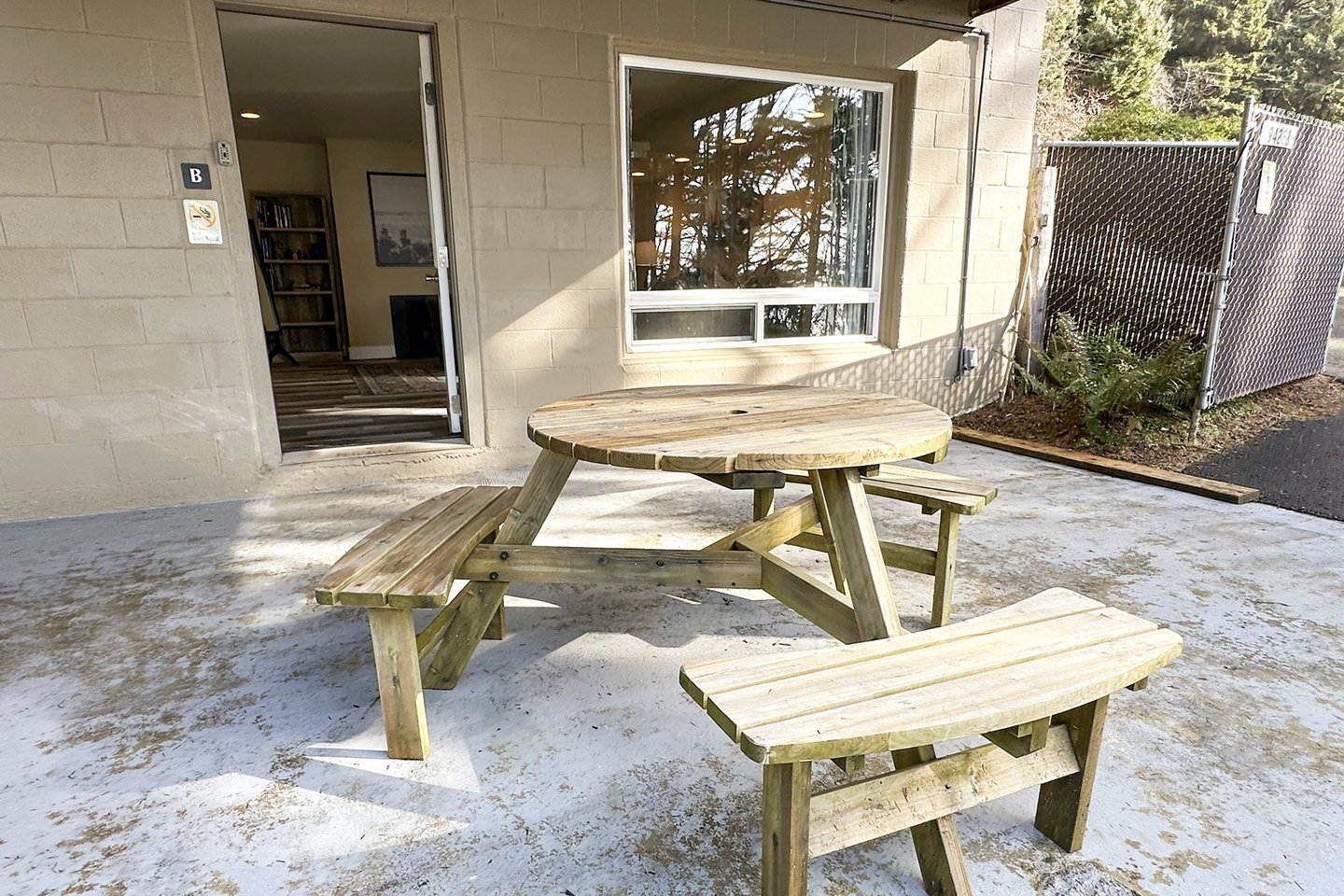 Sit outside at the picnic table in the fresh ocean air!