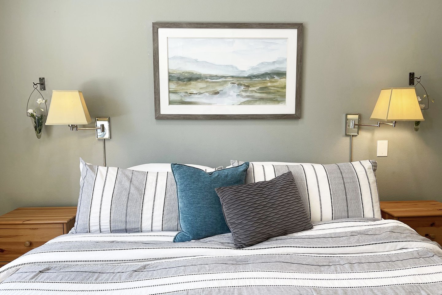 The primary bedroom has a king bed.