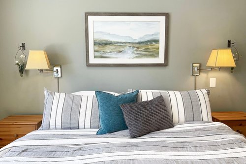 The primary bedroom has a king bed.