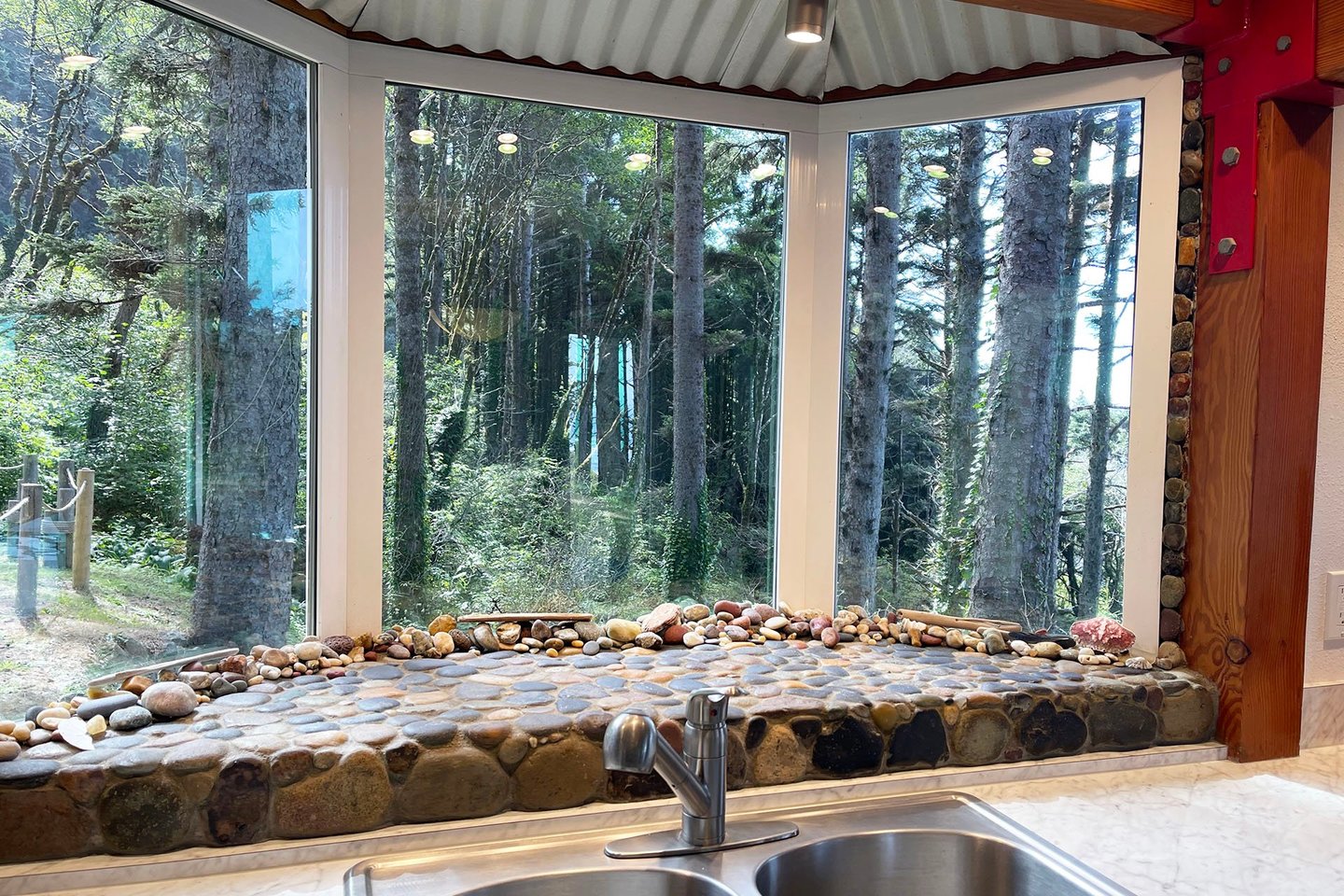 Unique feature of rocks in the bay window.