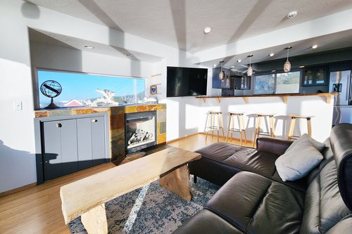 Comfortable sofa and seating in the open floor plan.