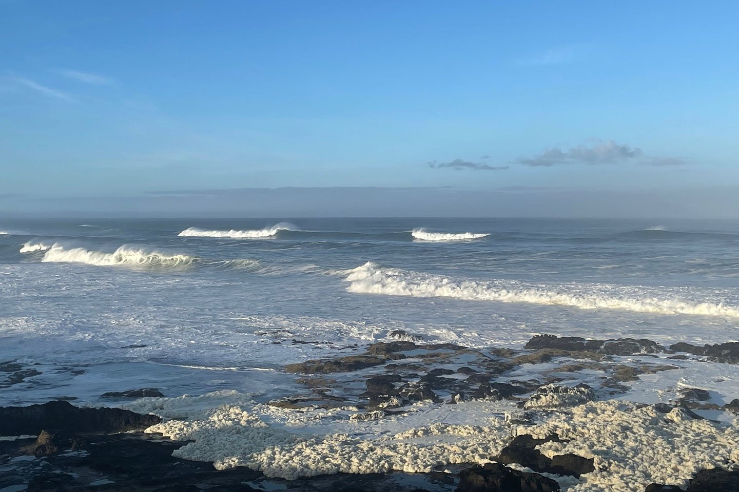 Plenty of wave action in both high and low tides.