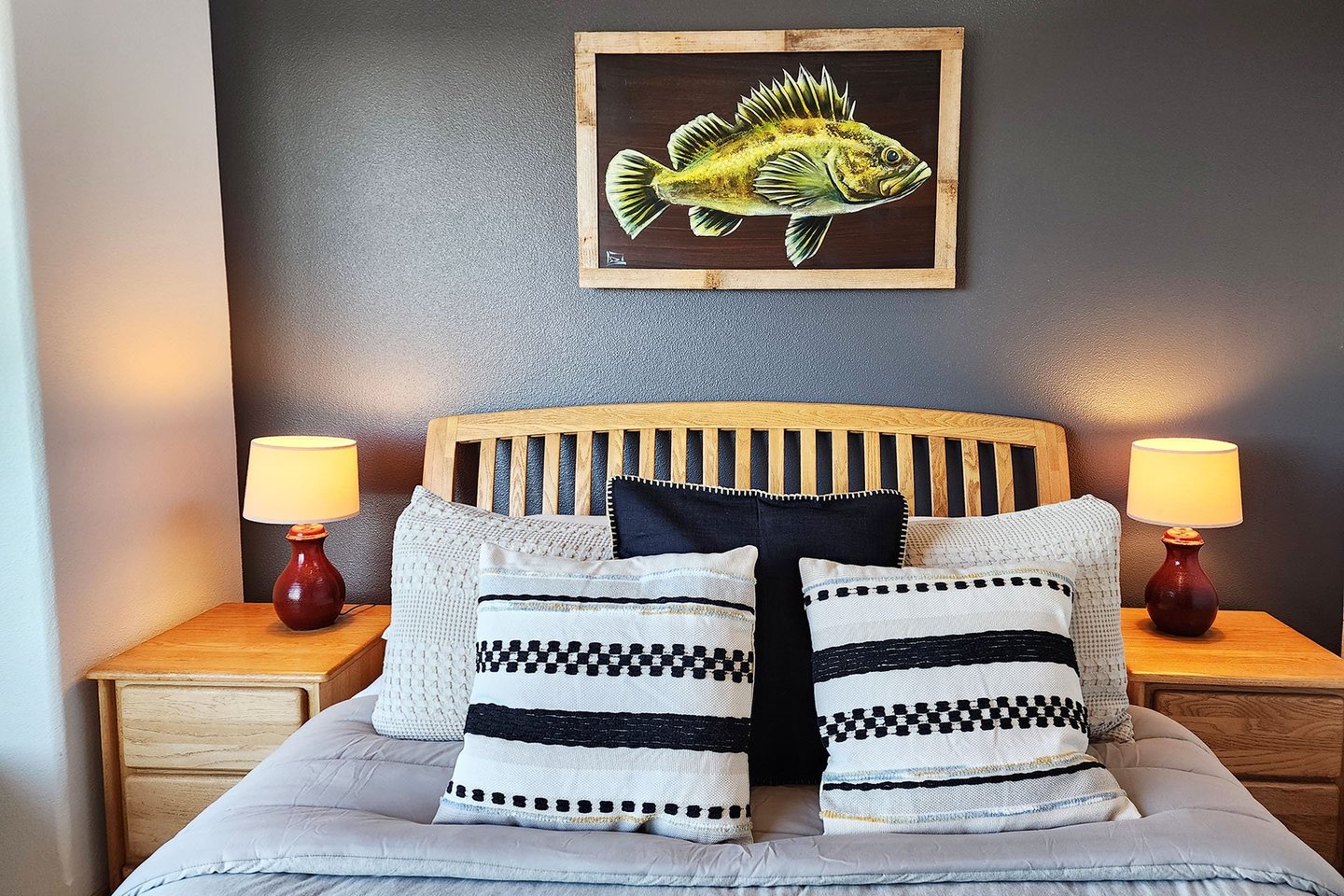 Comfy queen bed in second bedroom.