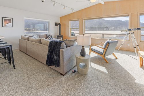 Plenty of space to relax and cozy up to the fire.