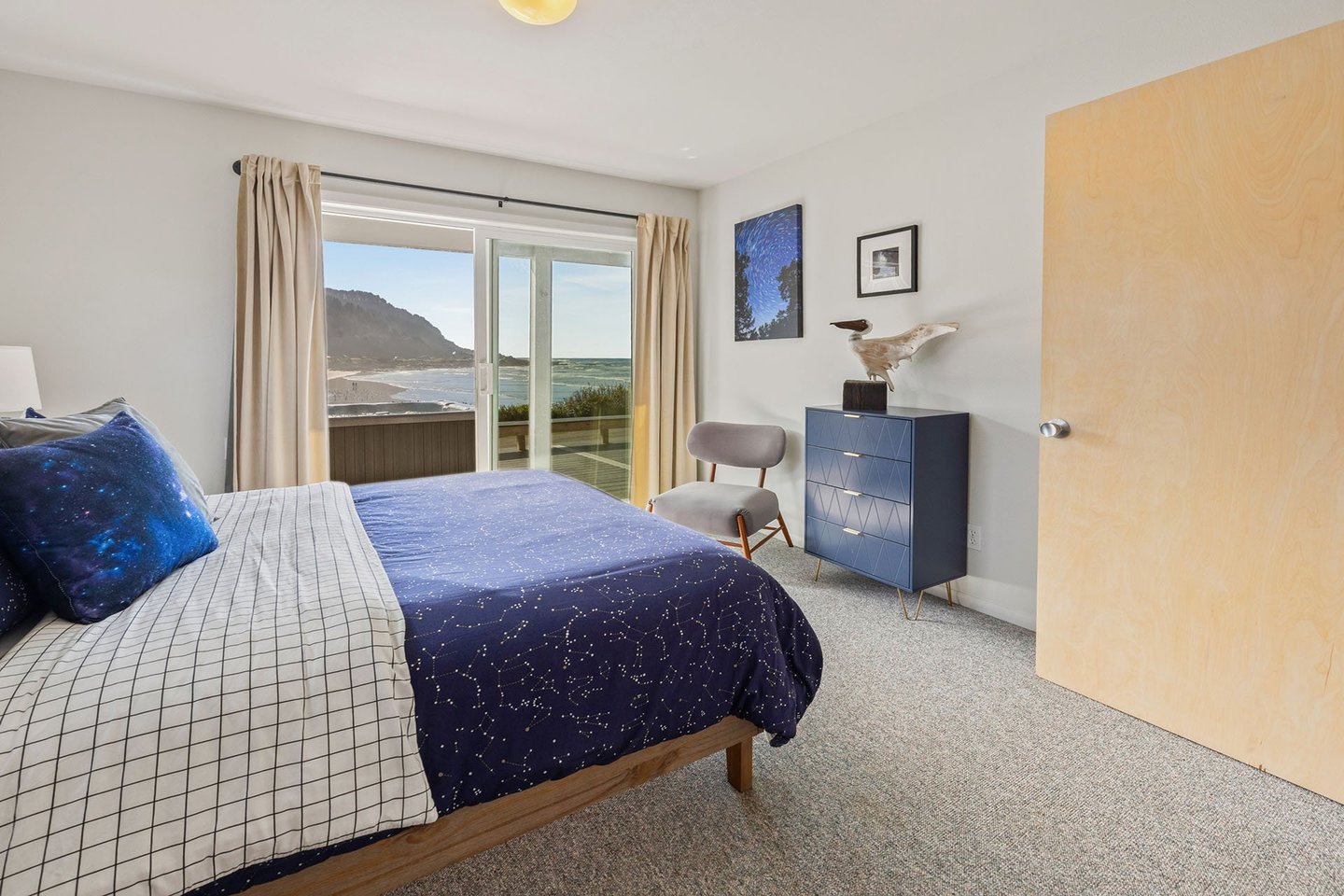 Access to the deck and hot tub from this bedroom is wonderful!