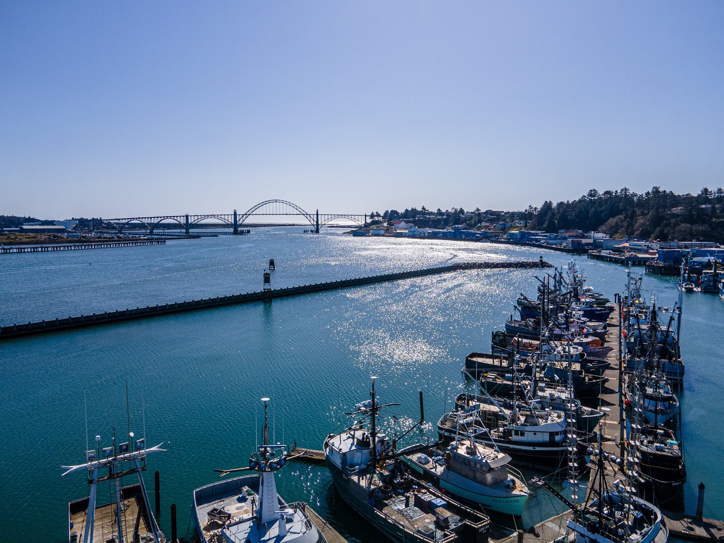 An active fishing fleet is part of the historic bay front of Newport.