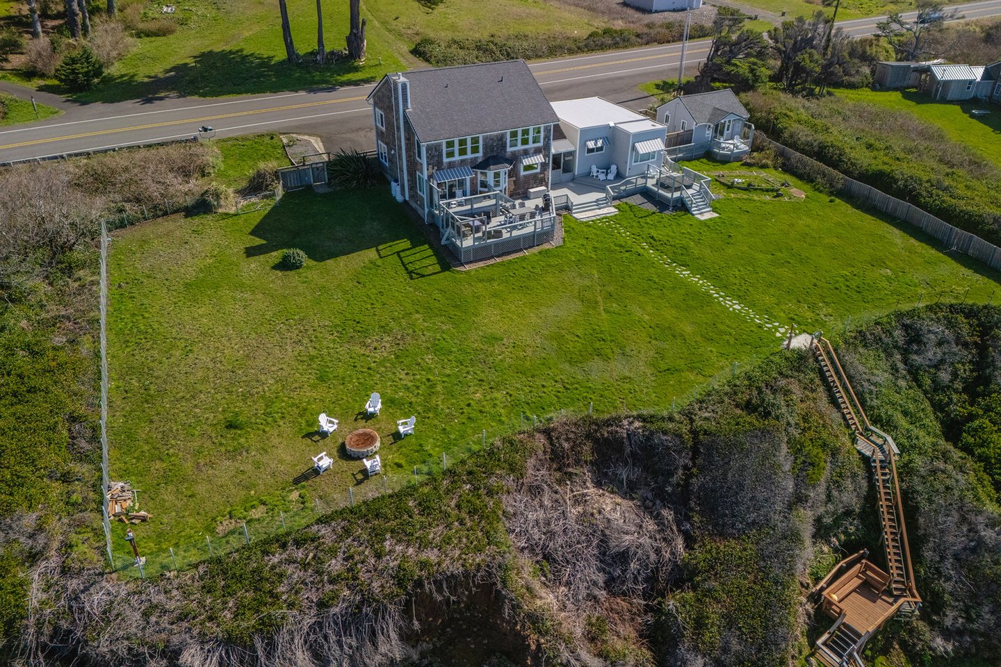 Plenty of yard to play in and access to the beach.