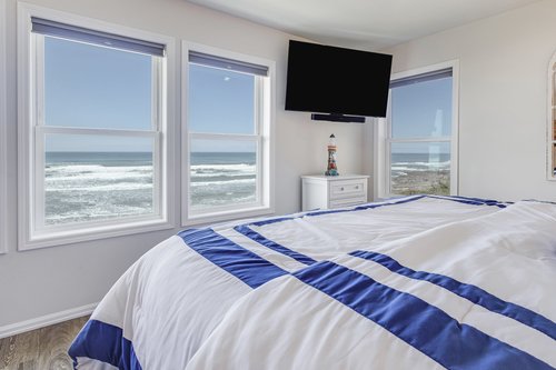 A television is available to watch your favorite shows from bed!