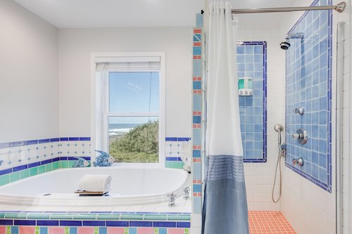 Spacious bath attached to the primary suite.