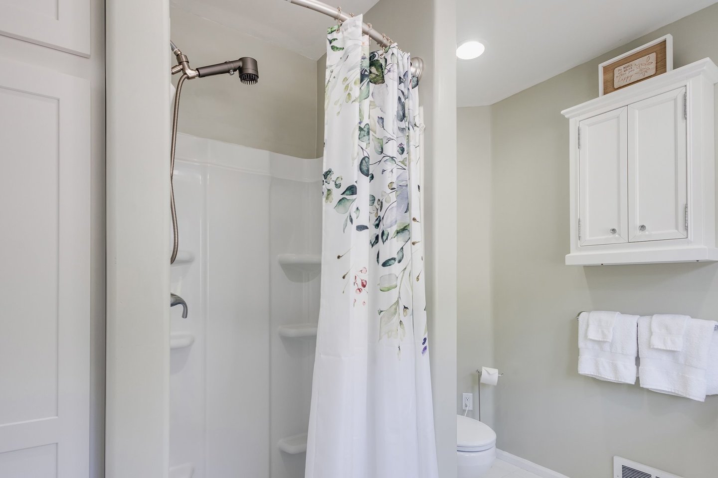 Walk in shower.