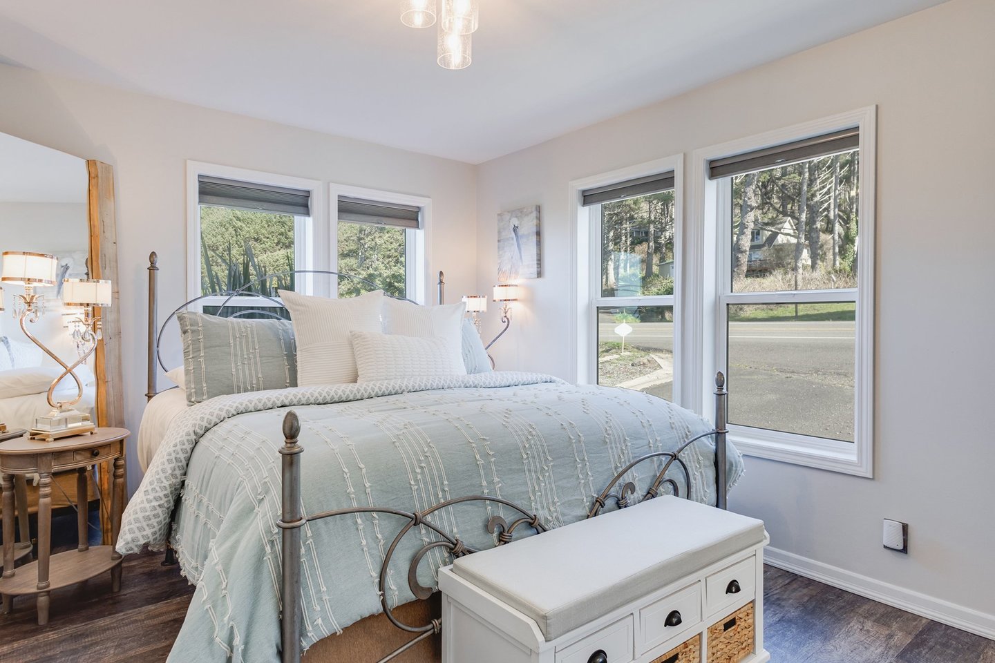 Ground floor bedroom with king bed and ensuite bath.