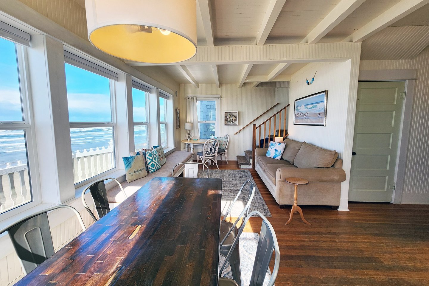 Enjoy the open space and wall of windows!