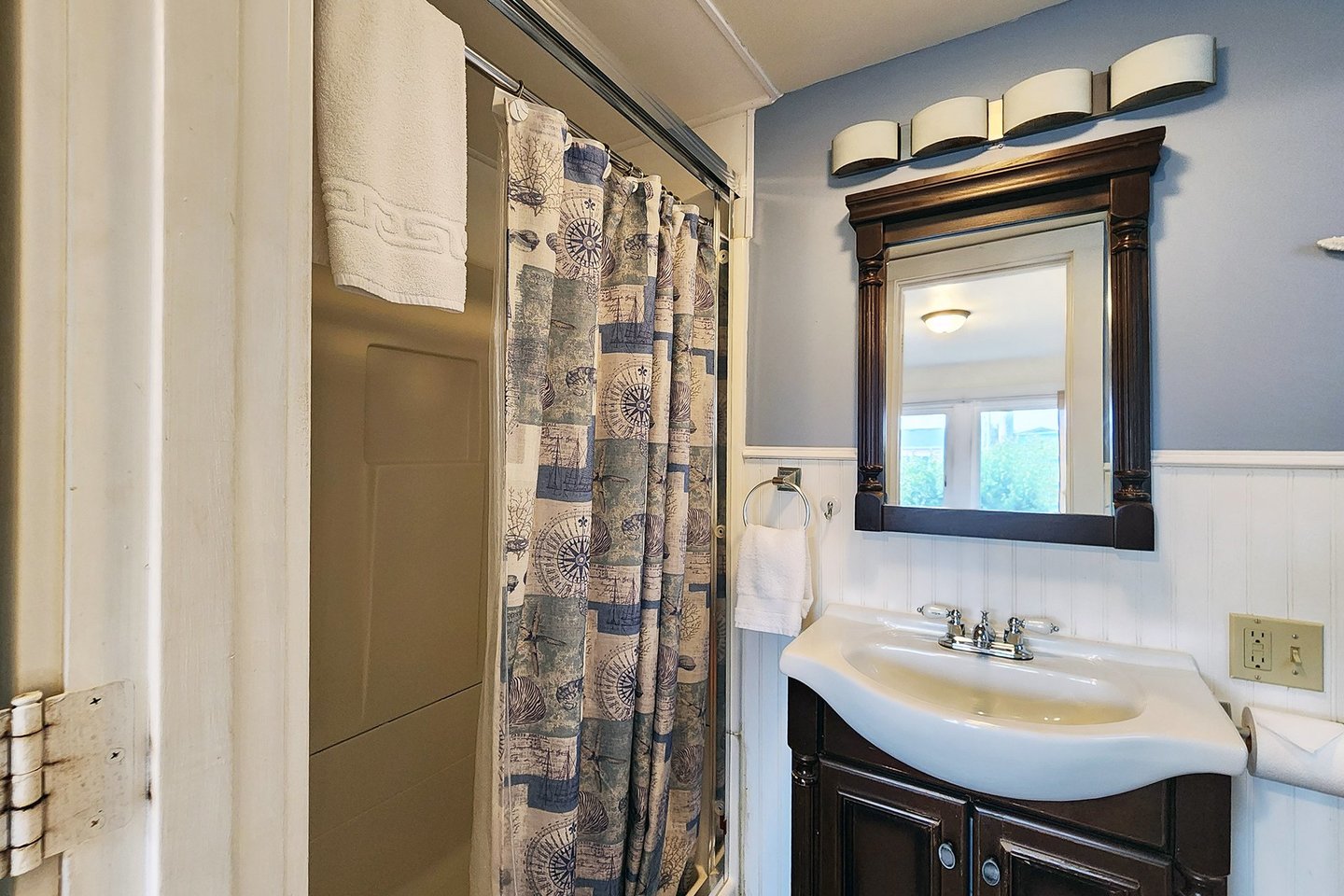 Walk in shower in the ensuite bath.