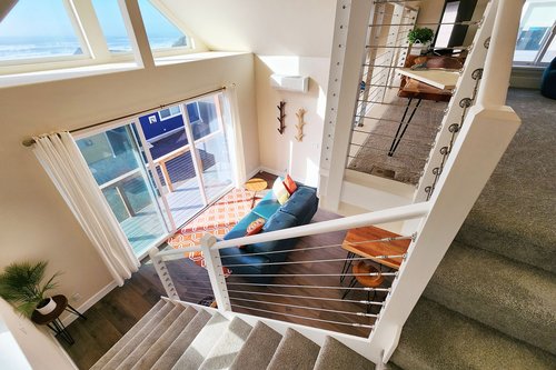 Stairs up to the loft.