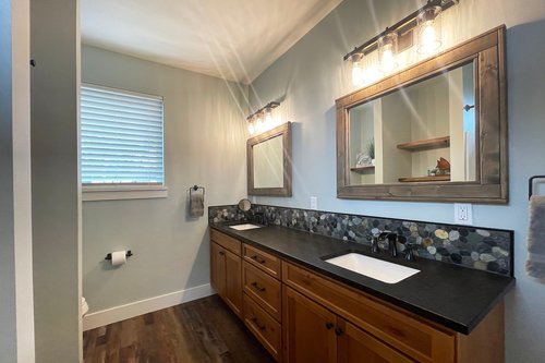 Ensuite bath vanity with this bedroom