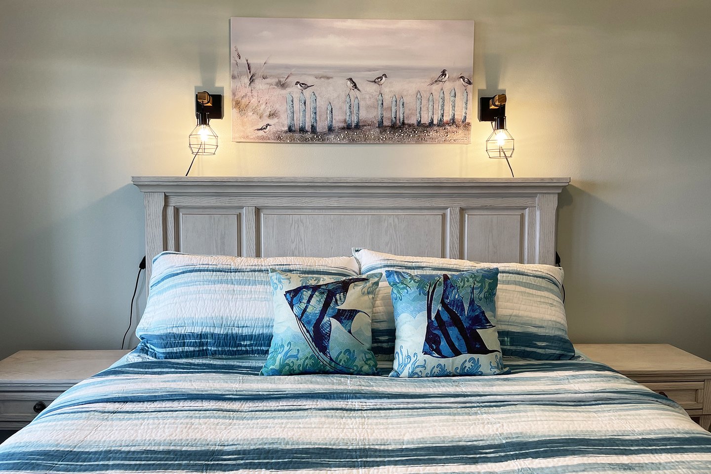 Comfy King bed in the third bedroom.