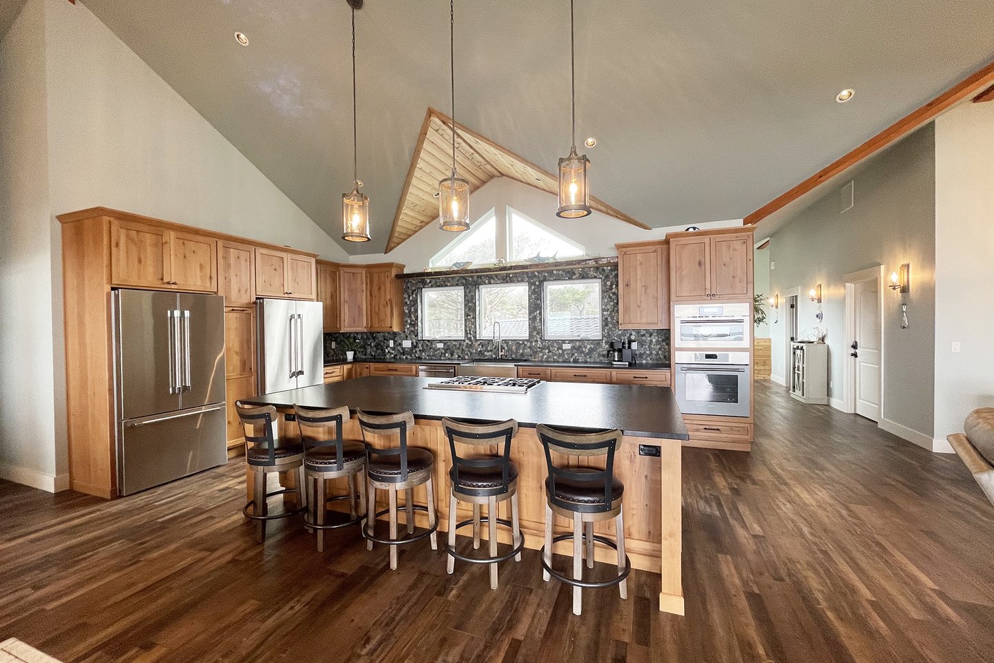 Large kitchen island with bar seating to keep the cook company!