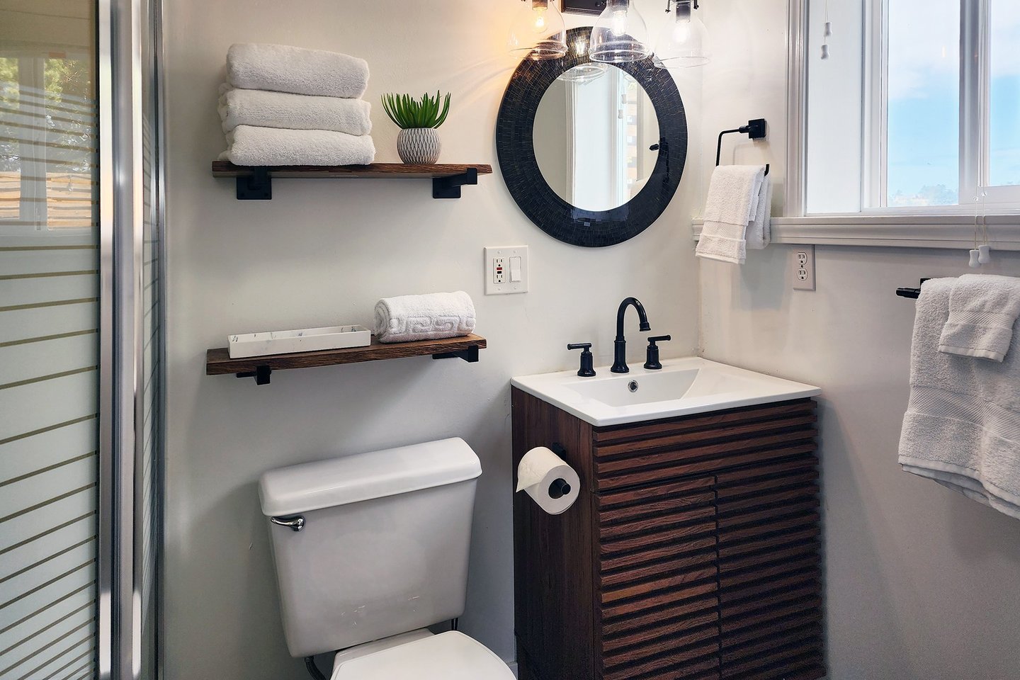 The ensuite to the primary bedroom is a full bath with shower.