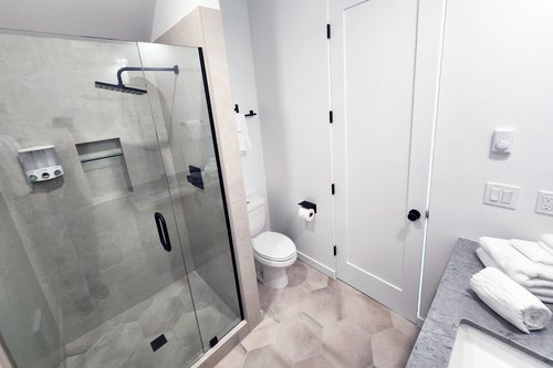 Walk in shower.