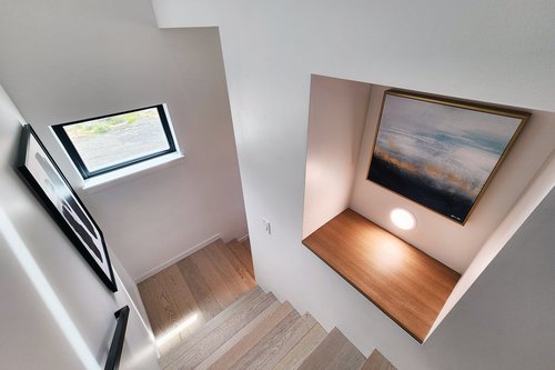 Stairs up to second level.