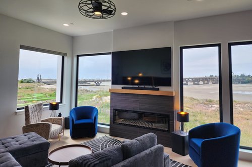Beautiful bridge views from the living room.