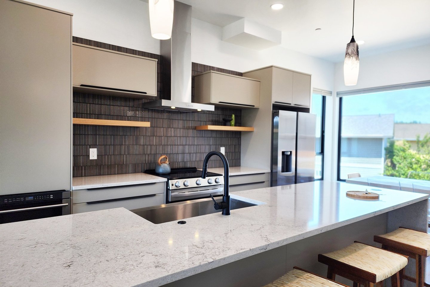 Stainless steel appliances and large farm sink make this kitchen special.