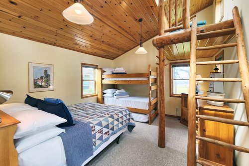 Perfect space for a family with queen bed and bunk beds.