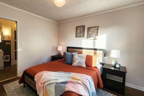 Main floor bedroom has an ensuite bath.