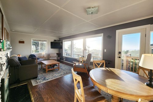 Dining table in the living space.