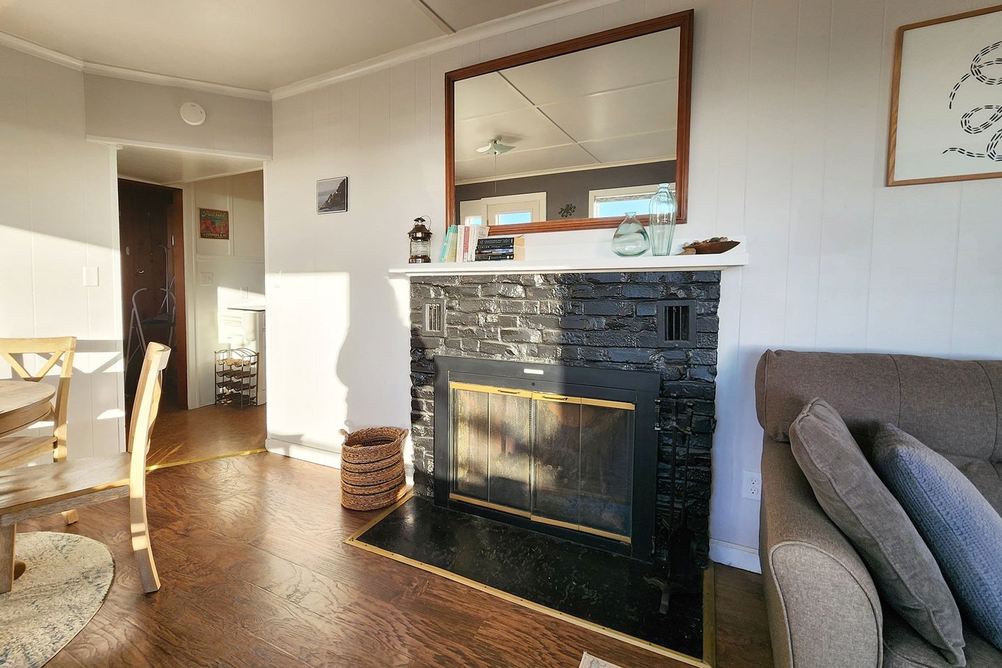 Wood burning fireplace for cozy evenings. Bring your own firewood!