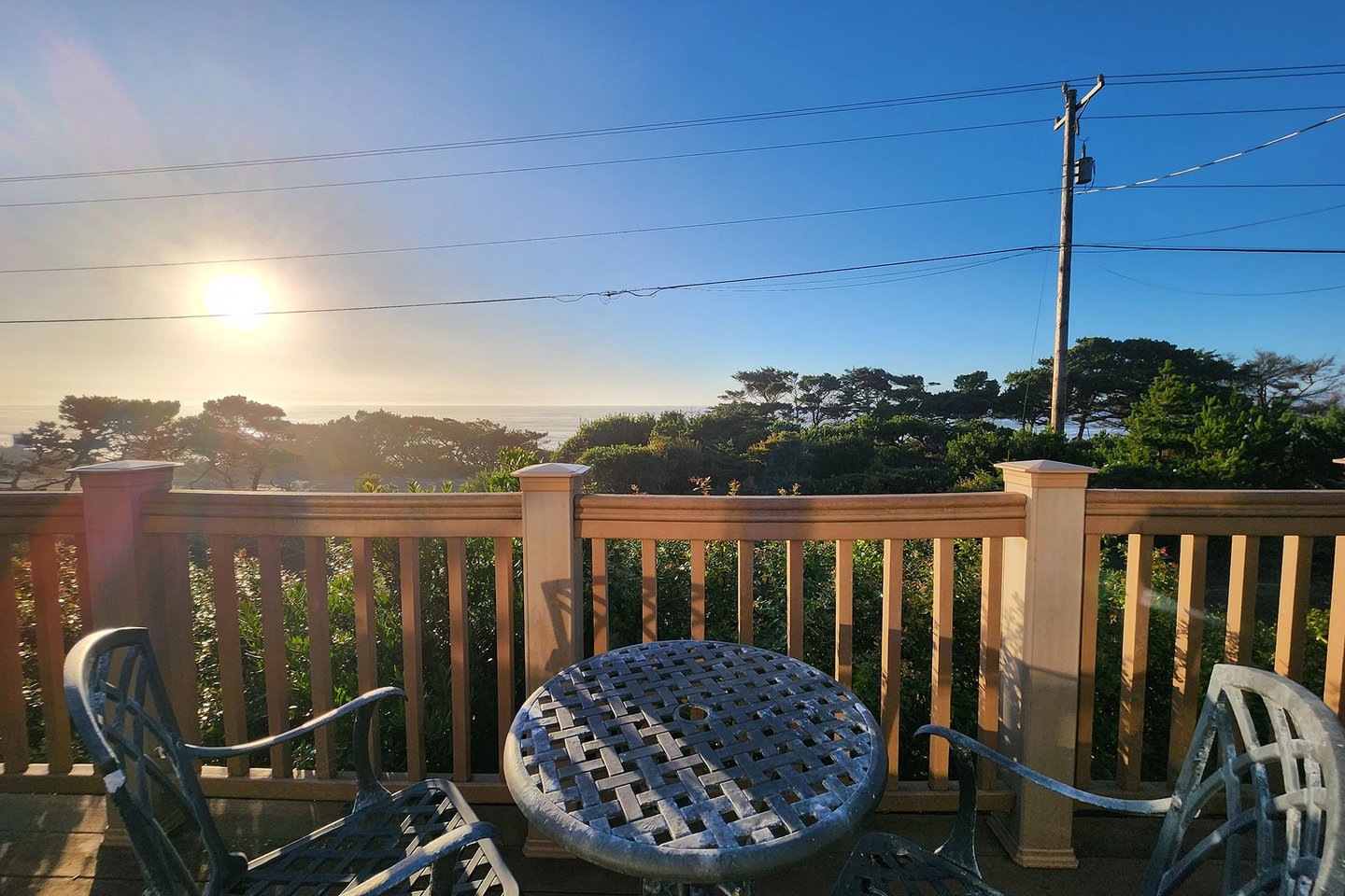Sit out on the deck and watch the sun set into the Pacific.