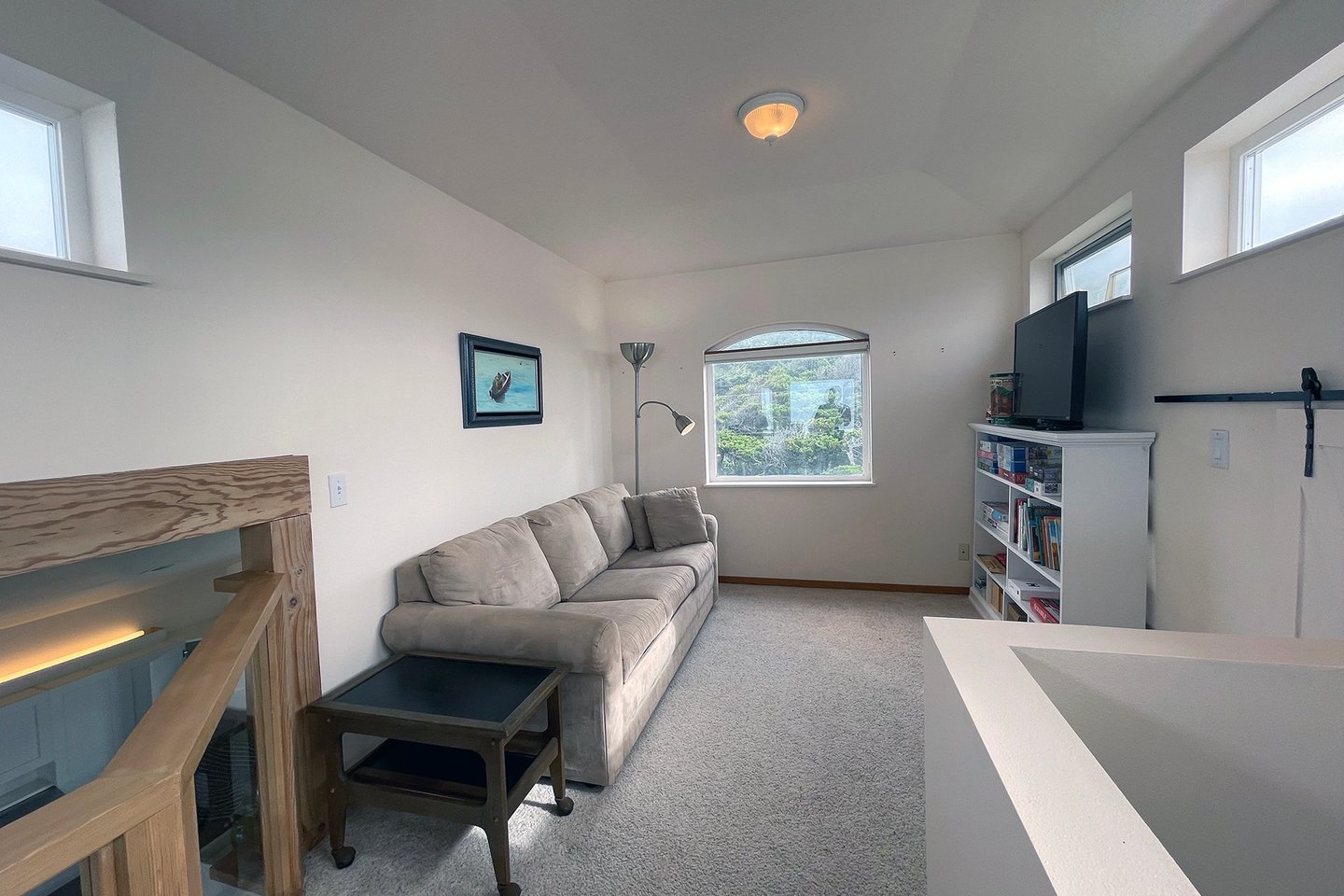 The loft boasts a sleeper sofa with a TV.