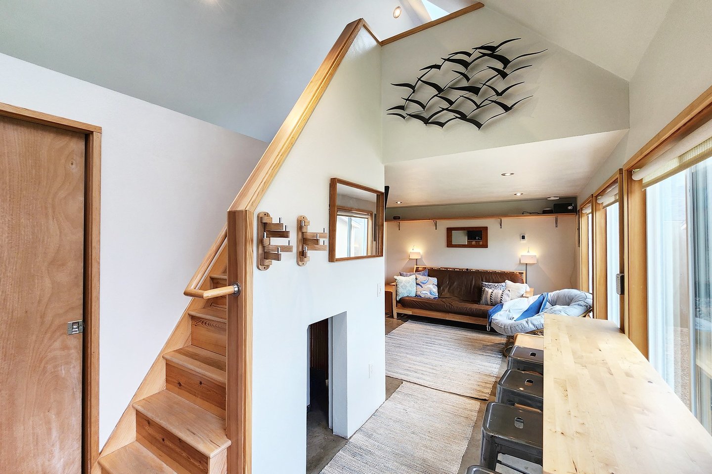 High ceilings and light space.