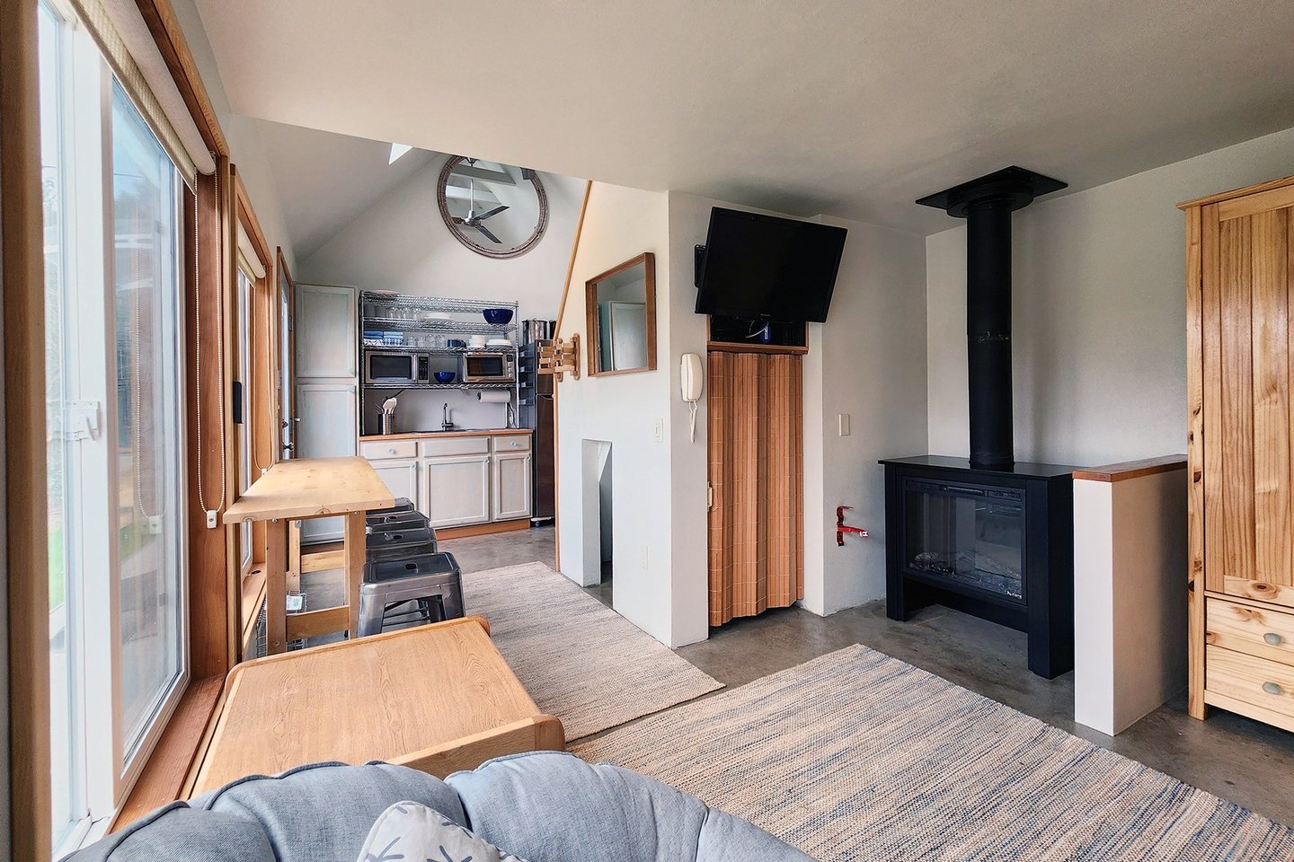 Living, dining and kitchenette in a tiny home!